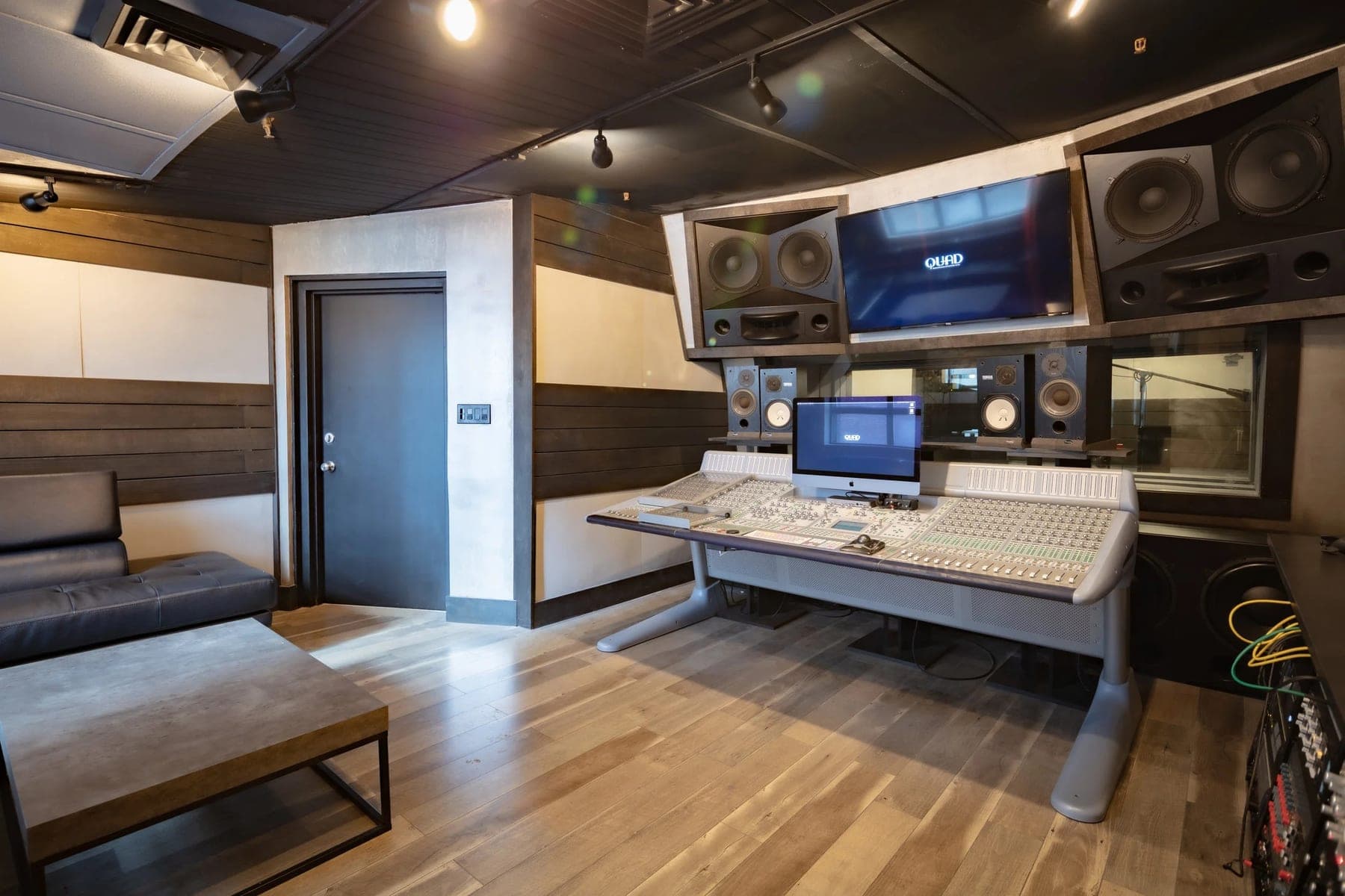 A mixing console at Quad Recording Studios