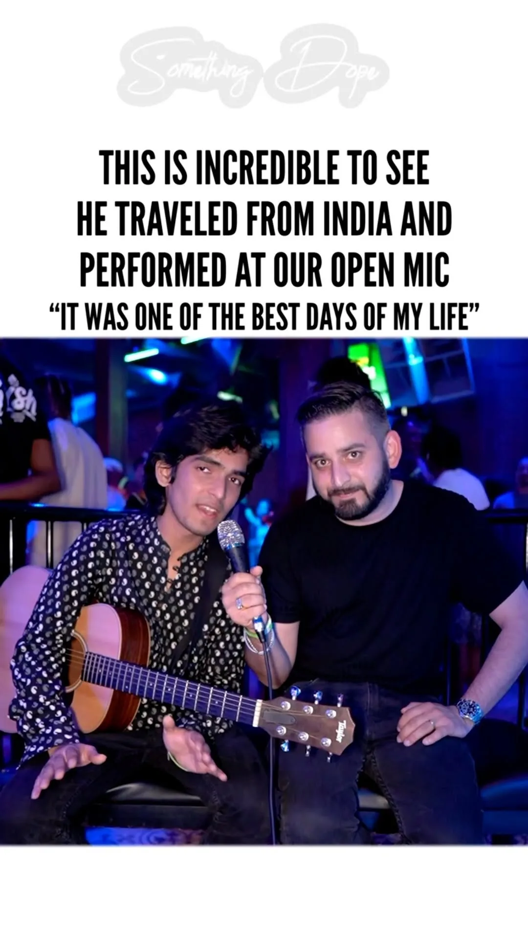 The artist who found the open mic from 9,000 miles away in Mumbai, on stage in Los Angeles